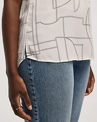 Blouse à manches très courtes et col fendu