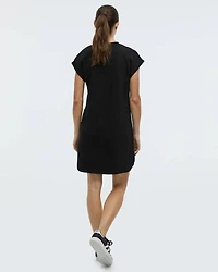 Extended-Sleeve Crew-Neck Dress with Pockets