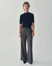 Pantalon à jambe large et taille haute élastique