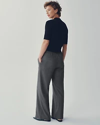 Pantalon à jambe large et taille haute élastique