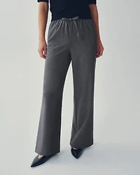 Pantalon à jambe large et taille haute élastique