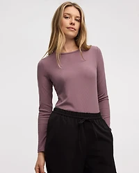 Long-Sleeve Crew-Neck Ribbed Tee