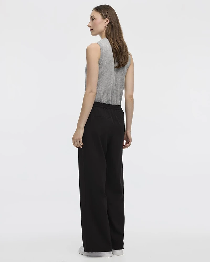 Wide-Leg High-Rise Pull-On Pant