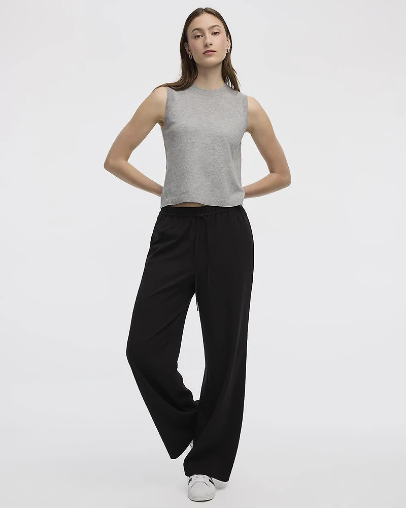 Wide-Leg High-Rise Pull-On Pant