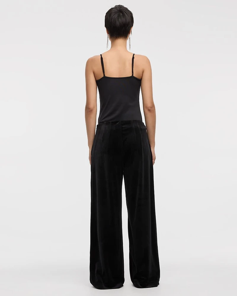 Wide-Leg High-Rise Velvet Pant