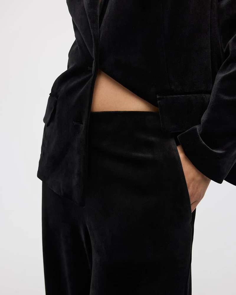 Wide-Leg High-Rise Velvet Pant