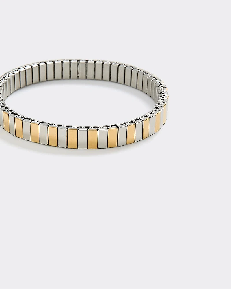 Stainless Steel Two-Tone Baguette Bracelet