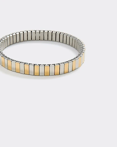 Stainless Steel Two-Tone Baguette Bracelet