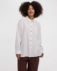 Long-Sleeve Linen-Blend Shirt