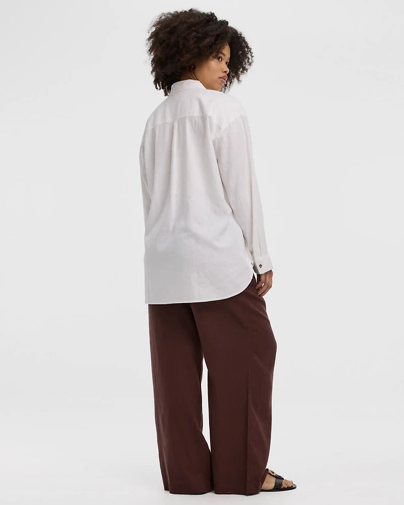 Long-Sleeve Linen-Blend Shirt