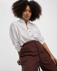Long-Sleeve Linen-Blend Shirt