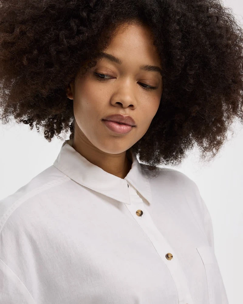 Long-Sleeve Linen-Blend Shirt