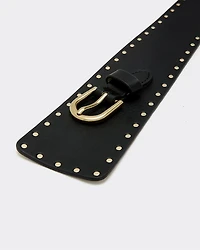 Asymmetrical Faux Leather Belt with Studs