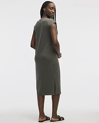Extended-Sleeve Crew-Neck Midi Dress