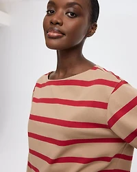 Long-Sleeve Boat-Neck Top