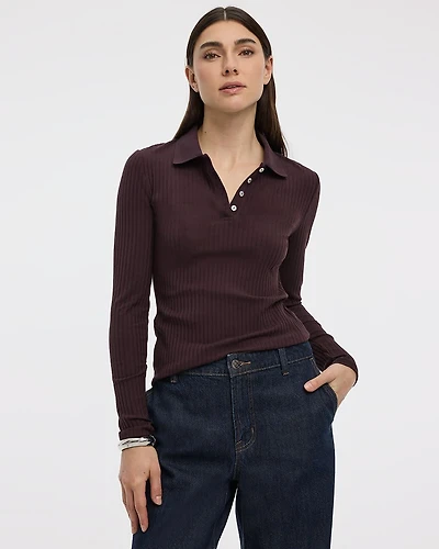 Long-Sleeve Polo Sweater