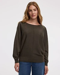 Merino-Blend Long-Sleeve Boat-Neck Sweater
