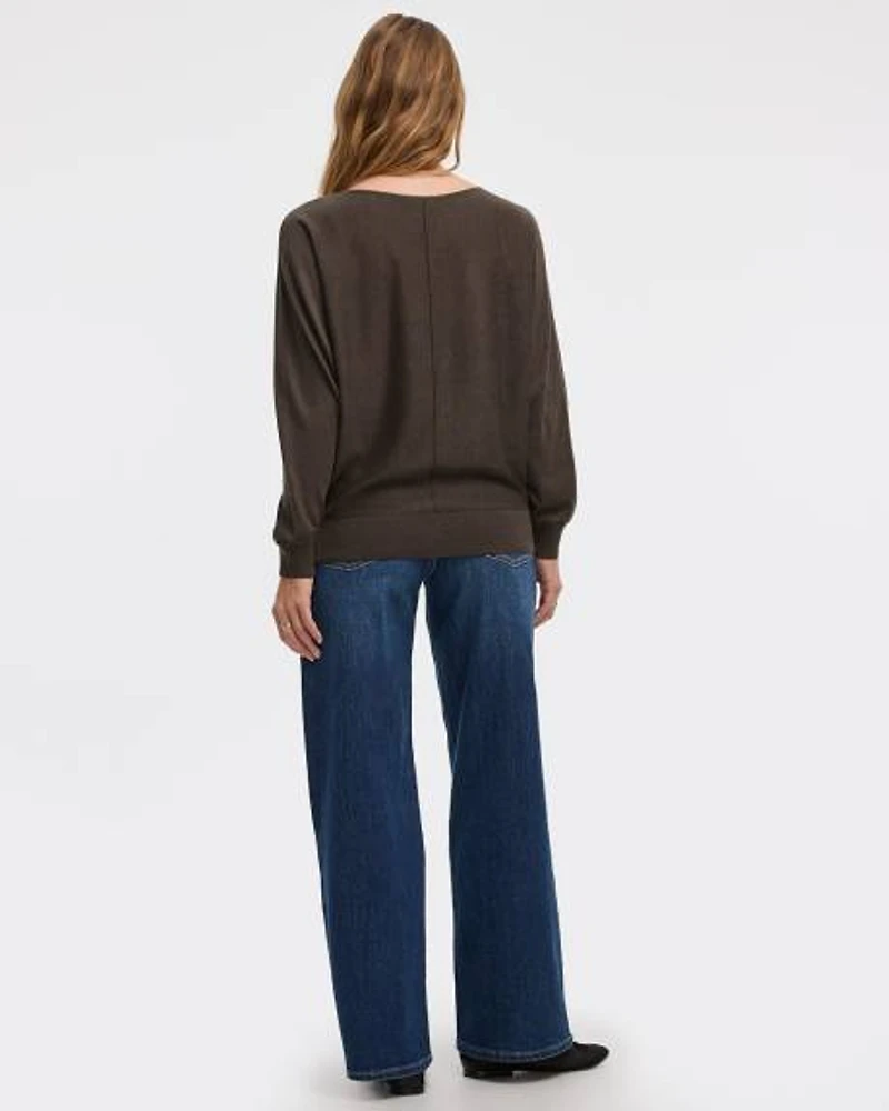 Merino-Blend Long-Sleeve Boat-Neck Sweater