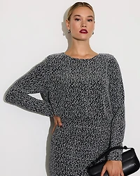 Robe midi à manches longues motif léopard