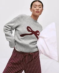 Long-Sleeve Crew-Neck Pullover with Bow