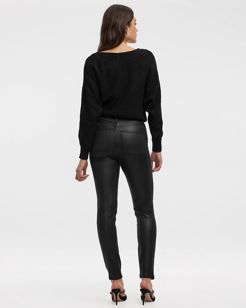 Skinny-Leg High-Rise Coated Jeans