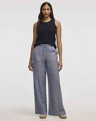 Wide-Leg High-Rise Linen Blend Pant