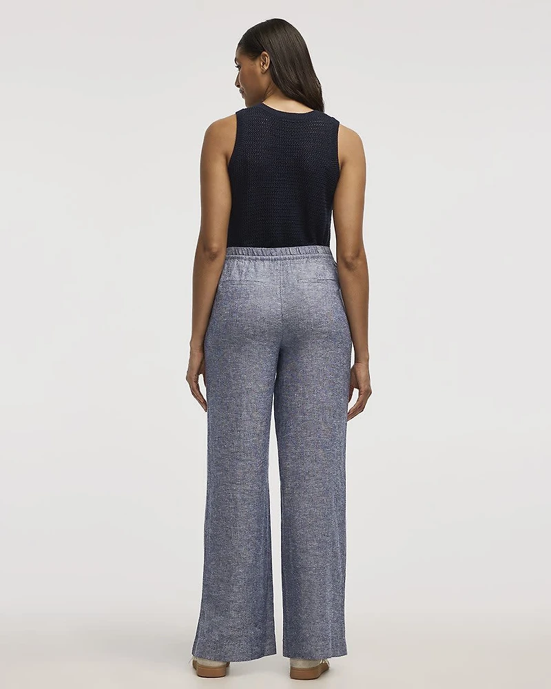Wide-Leg High-Rise Linen Blend Pant