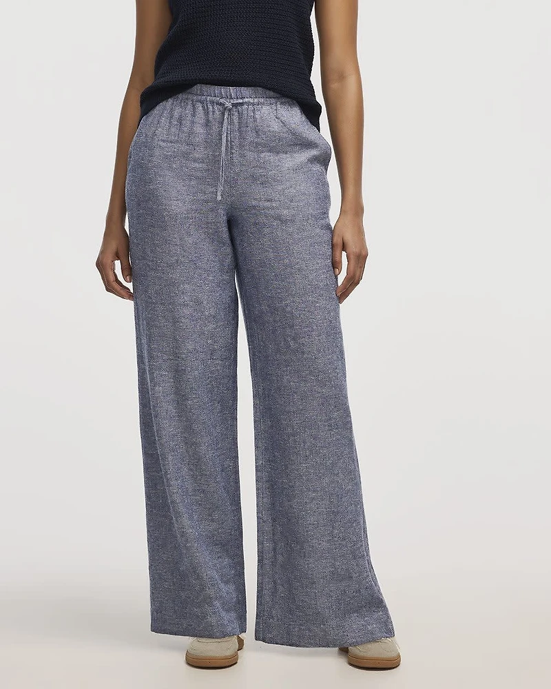 Wide-Leg High-Rise Linen Blend Pant