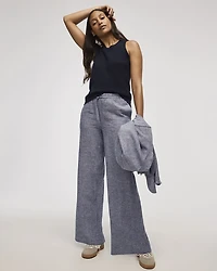 Wide-Leg High-Rise Linen Blend Pant