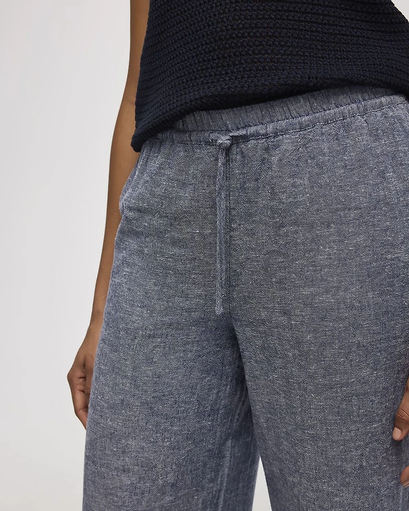 Wide-Leg High-Rise Linen Blend Pant
