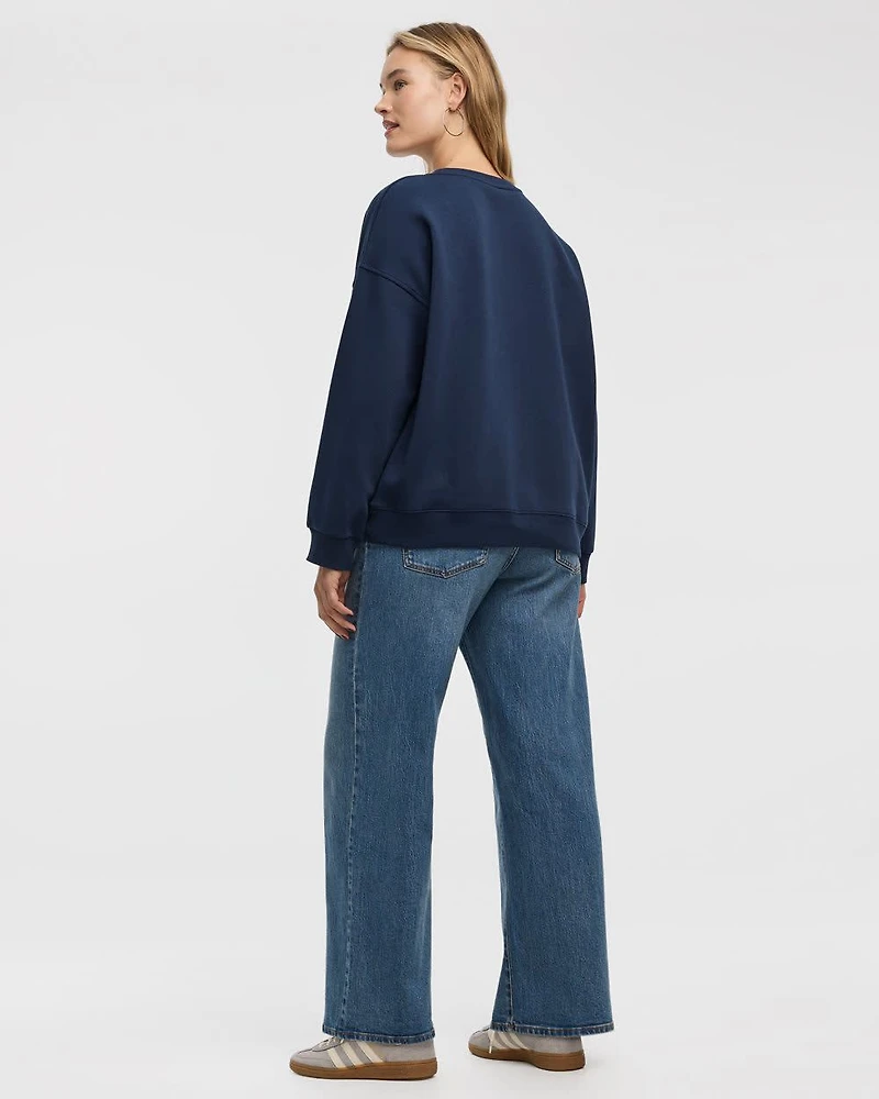 Long-Sleeve Crew-Neck Fleece Sweatshirt with Quotes