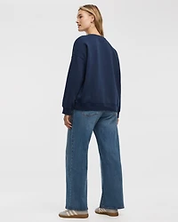 Long-Sleeve Crew-Neck Fleece Sweatshirt with Quotes