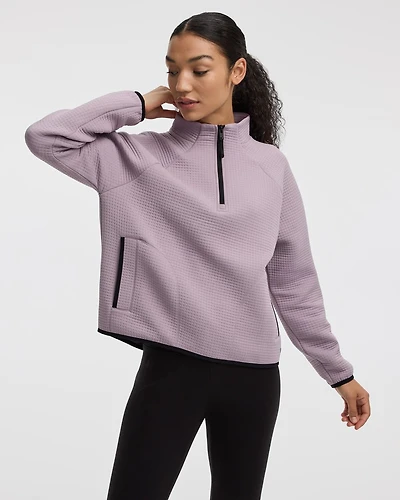 Long-Sleeve Half-Zip Mock-Neck Pullover