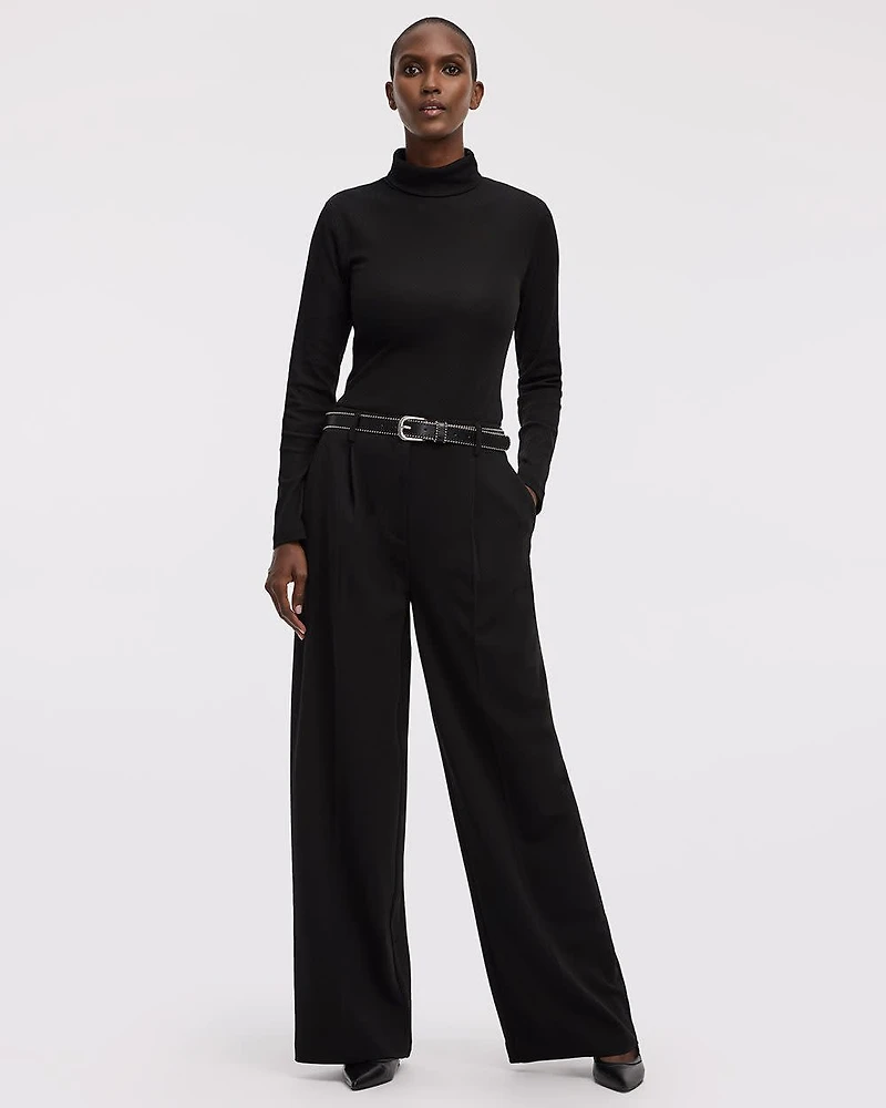 Wide-Leg High-Rise Crepe Pants