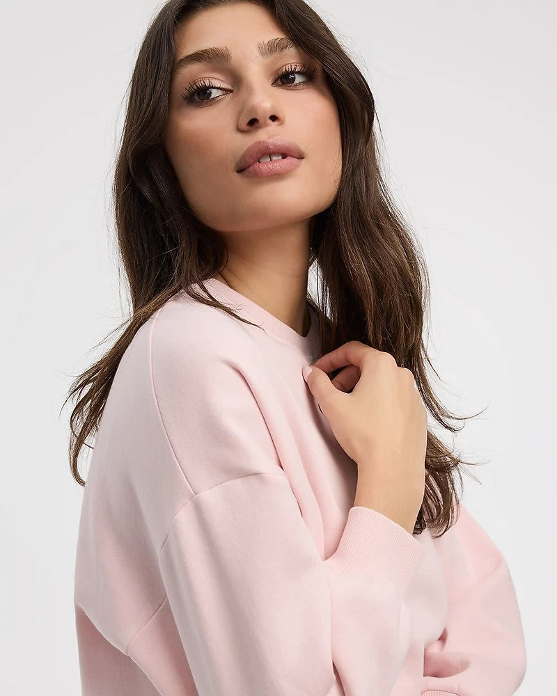 Fleece Sweatshirt with Bubble Hem