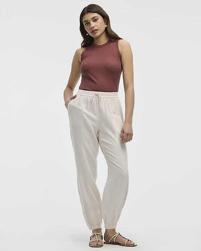 Pantalon jogger en mélange de lin