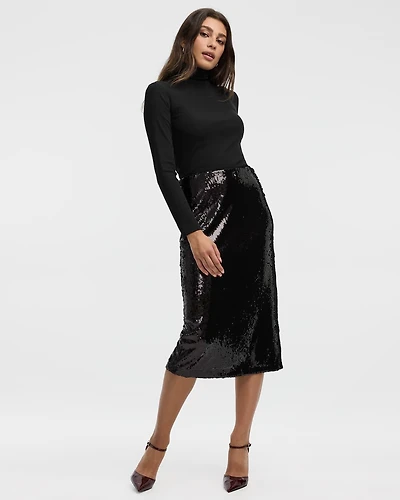 Midi Column Sequins Skirt