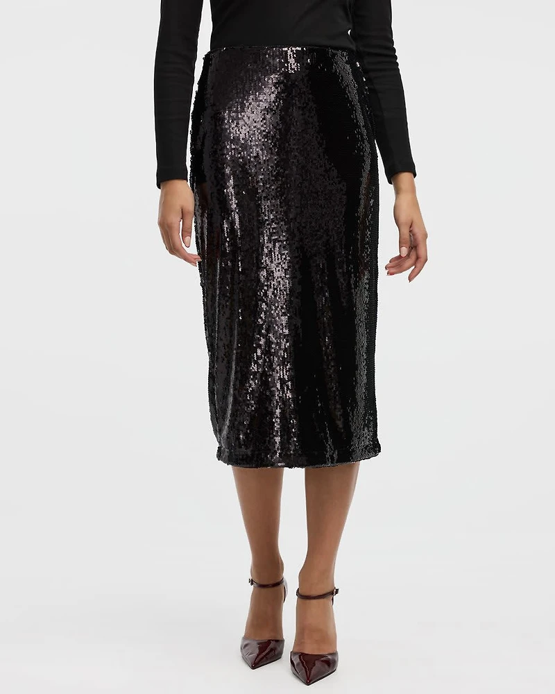 Midi Column Sequins Skirt