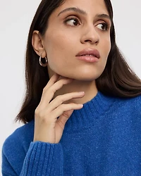 Long-Sleeve Mock-Neck Loose Pullover