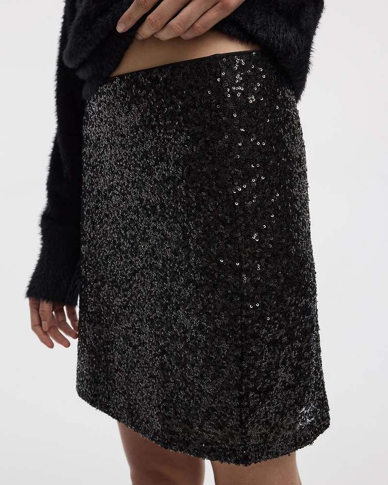 Mini-jupe coupe à paillettes