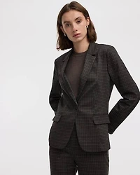 Fitted One-Button Knit Blazer