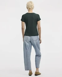 Ribbed Fitted Crew Neck T-Shirt