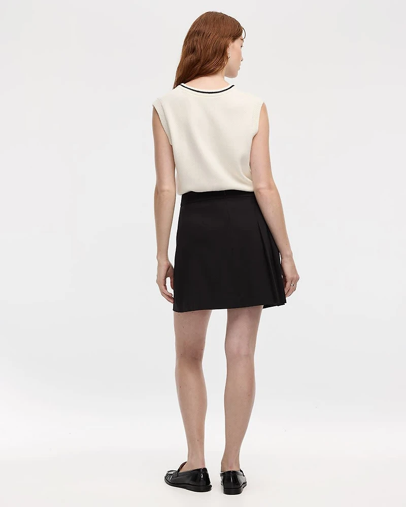 A-Line Mini Skirt with Side Pleats