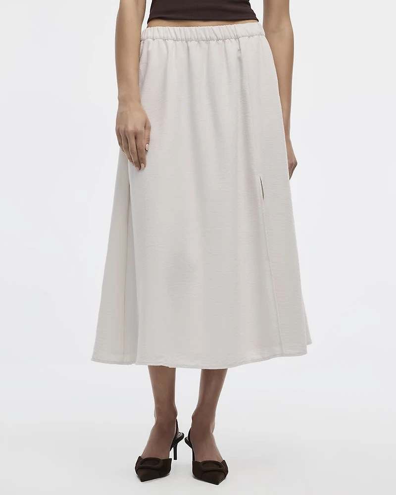 Swing Midi Skirt with Front Slit
