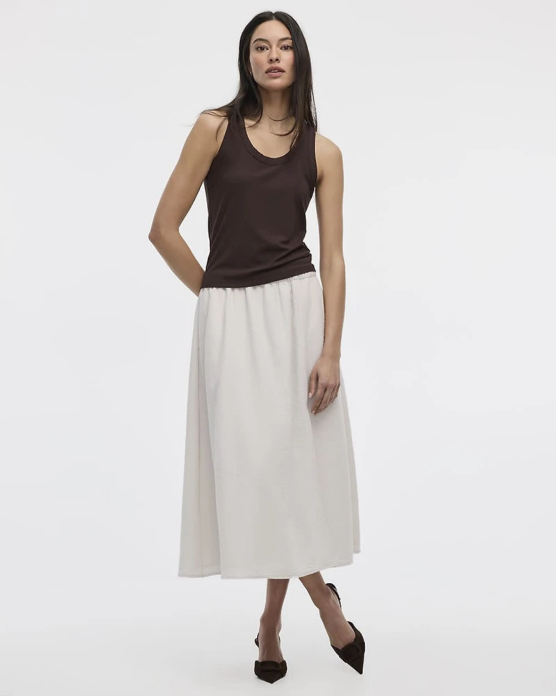 Swing Midi Skirt with Front Slit