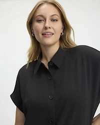 Robe à boutonner manches courtes et col chemisier