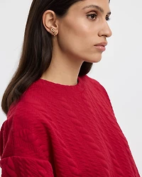 Long-Sleeve Crew-Neck Sweatshirt with Cable Stitches