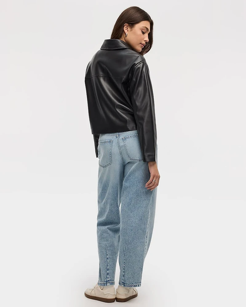 Cropped Faux Leather Jacket