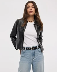 Cropped Faux Leather Jacket
