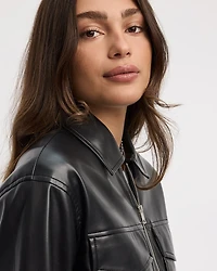 Cropped Faux Leather Jacket